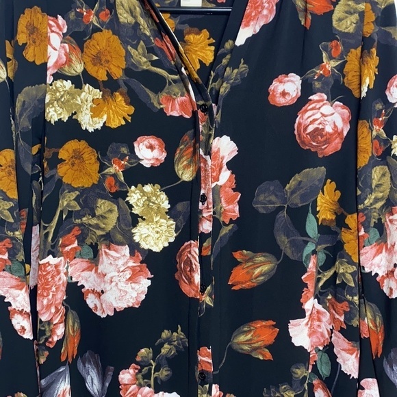 H&M - Black Floral Dress with Long Sleeves Size 2 - Picture 3 of 8